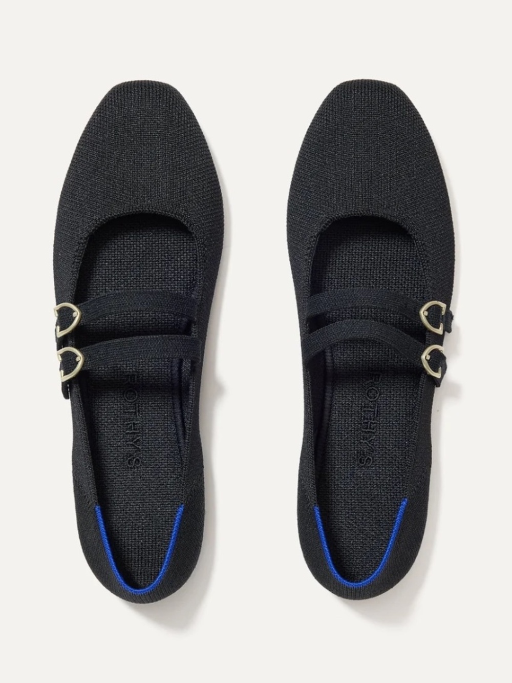 NIB Rothy's The Double Buckle Mary Jane Shoes Women's Size 6.5 New in Box Black